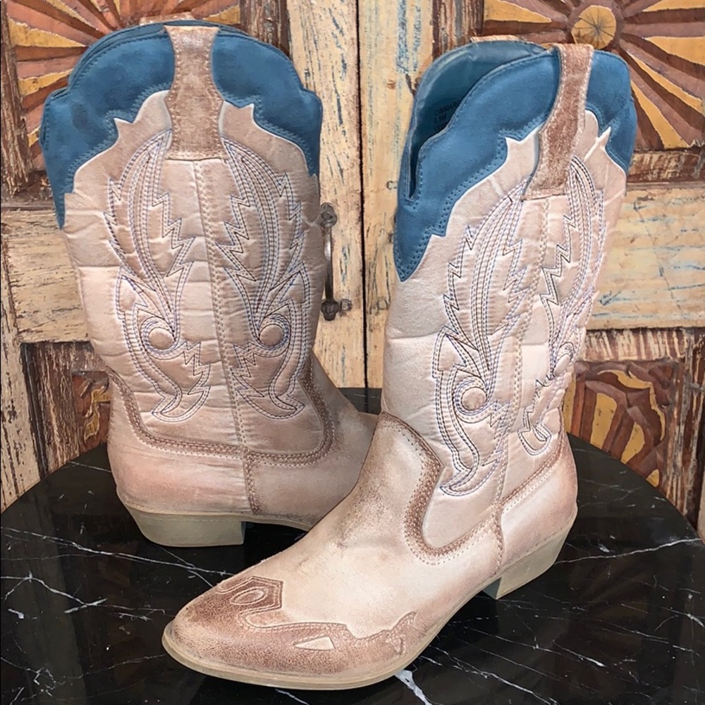 Coconuts Cimmaron  teal western boots sz 8.5M